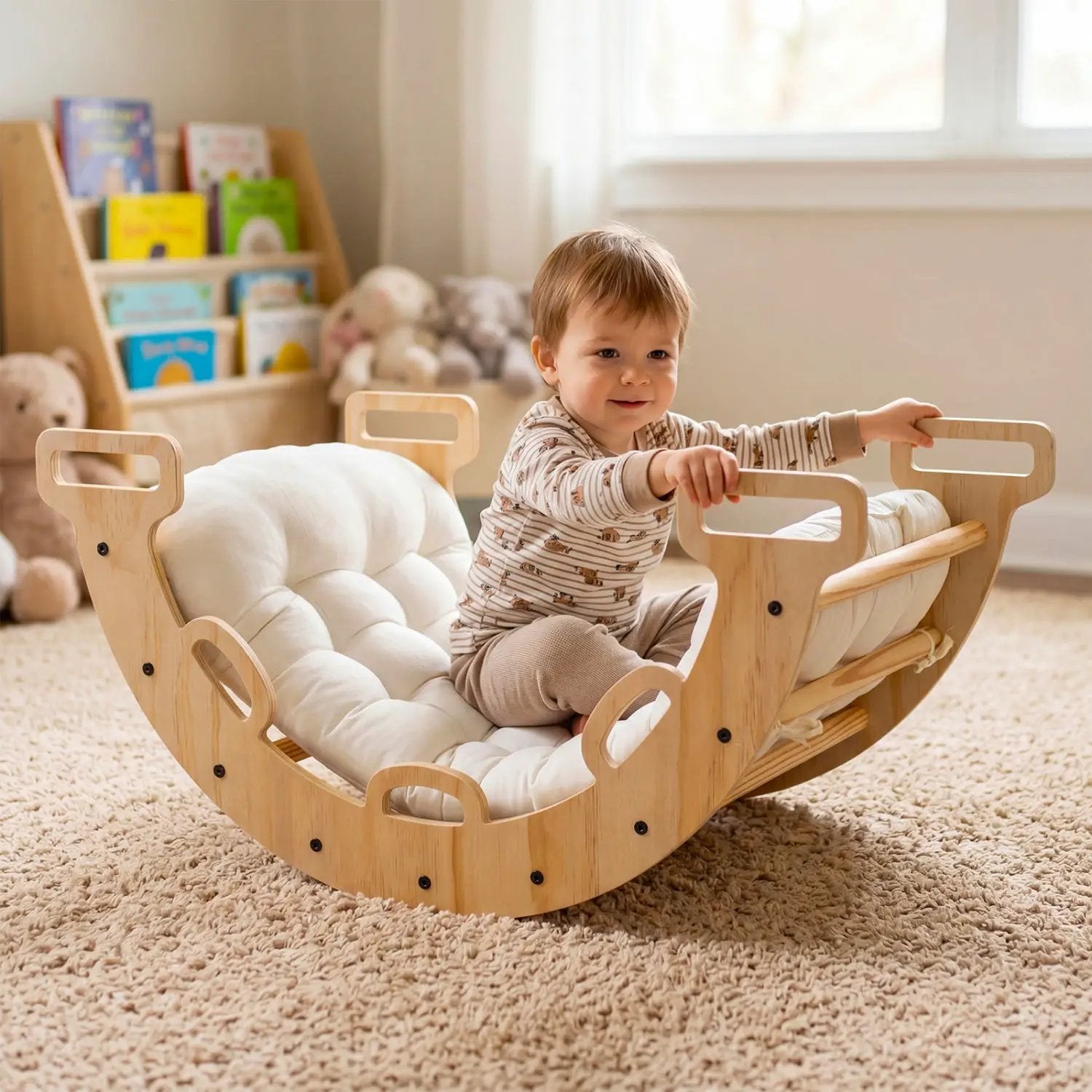 Wooden Rocking Climbing Arch with Cushion 3-in-1 Montessori by DirectDeals