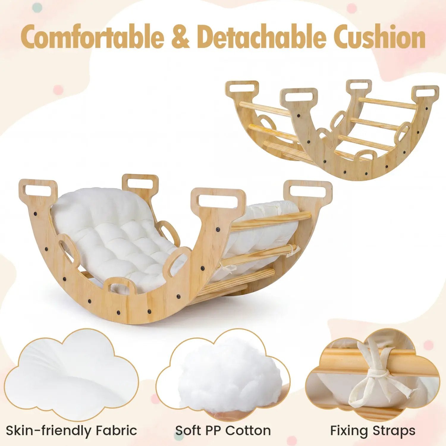 Wooden Rocking Climbing Arch with Cushion 3-in-1 Montessori by DirectDeals