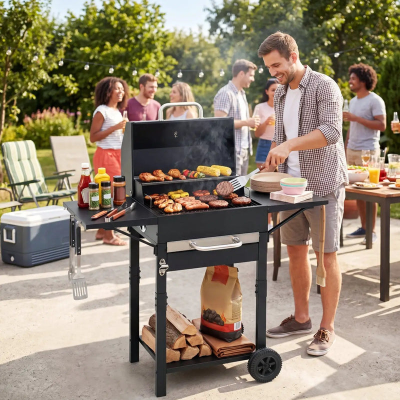 Charcoal Grill with Adjustable Chimney 284 sq.in by DirectDeals