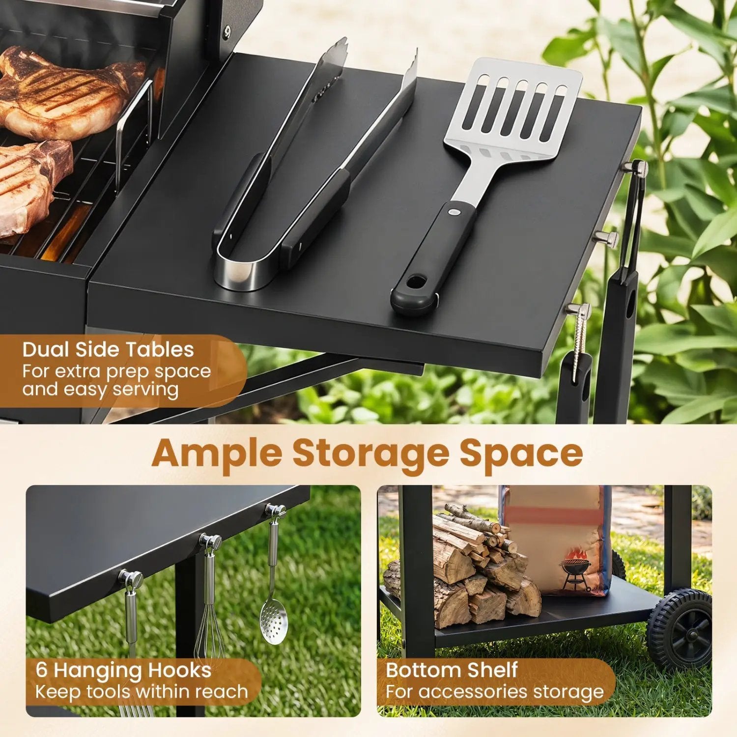 Charcoal Grill with Adjustable Chimney 284 sq.in by DirectDeals