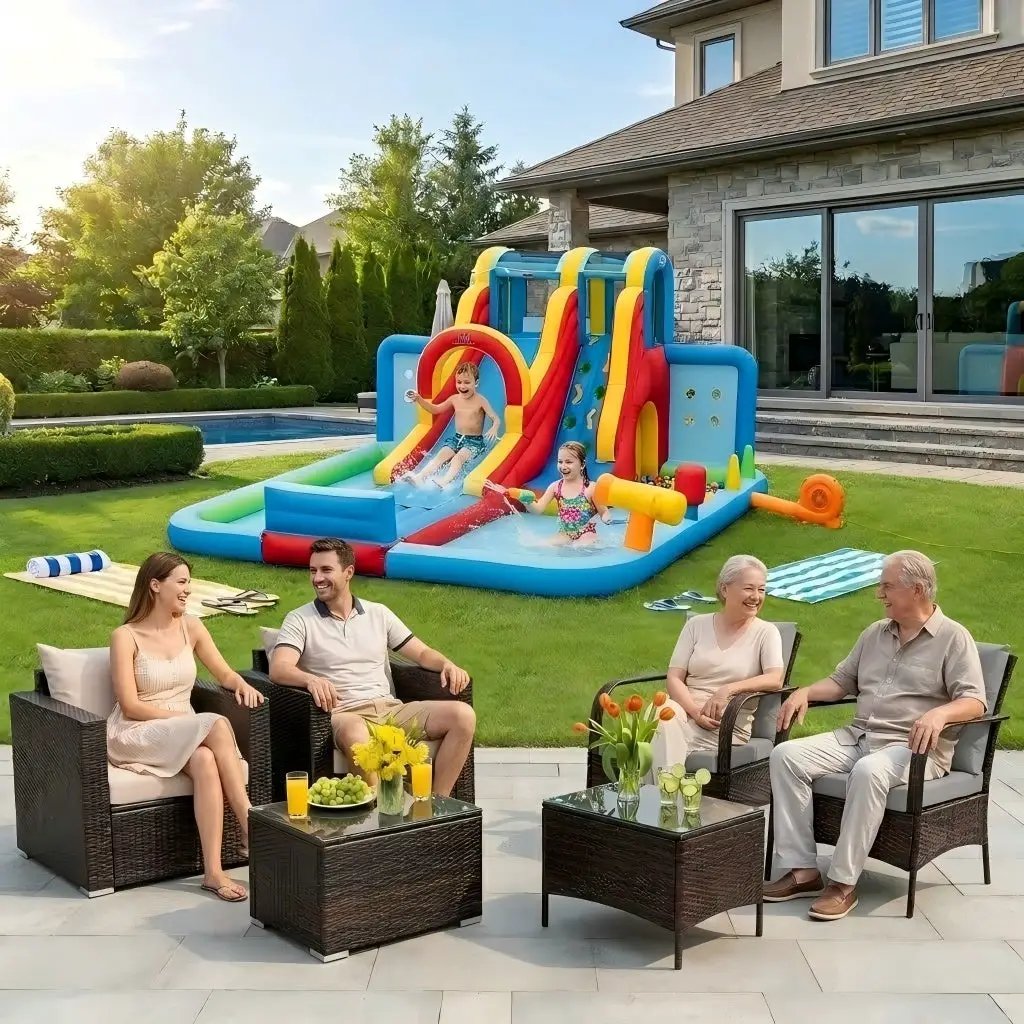 6-Piece Patio Furniture Set with Inflatable Water Slide Park by DirectDeals