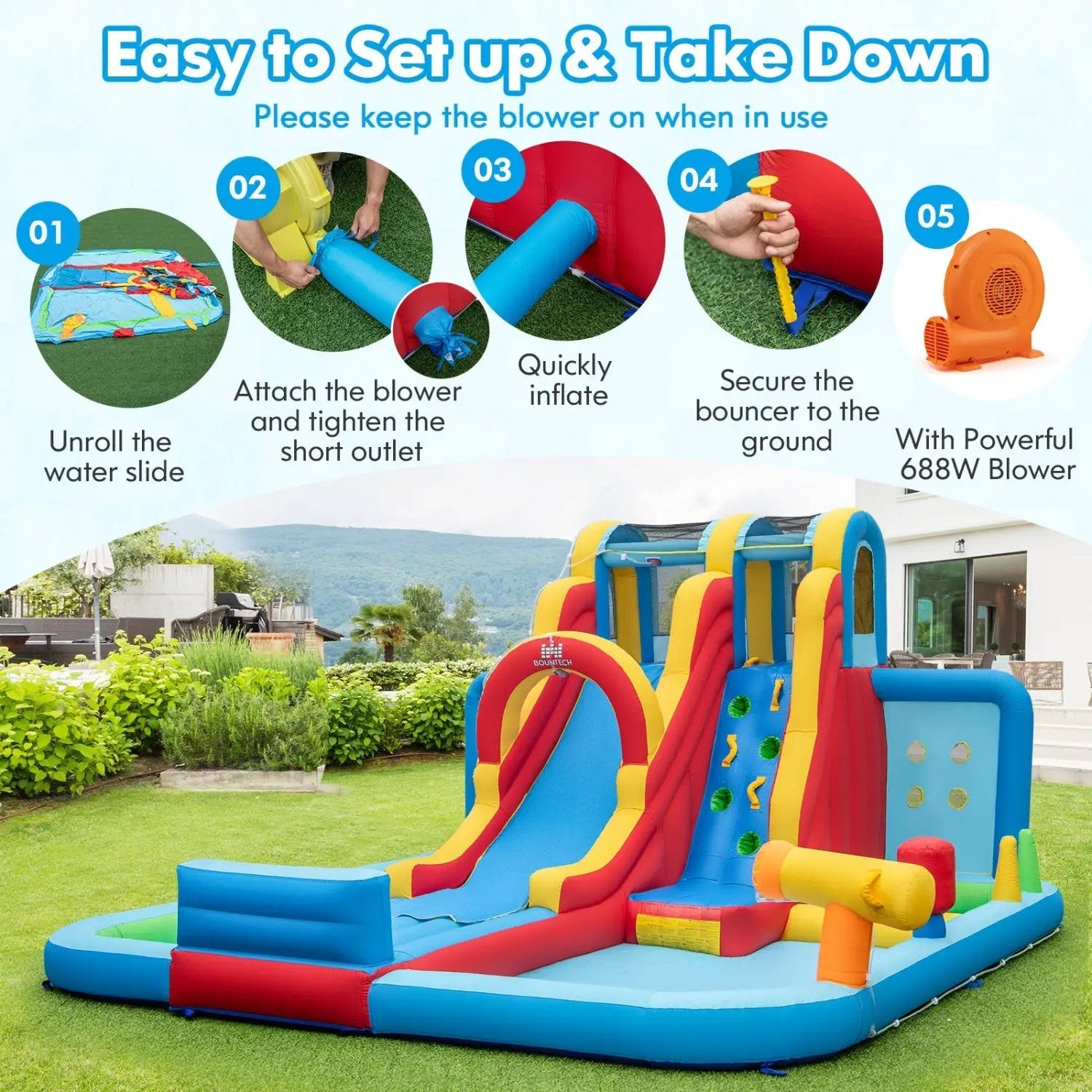 6-Piece Patio Furniture Set with Inflatable Water Slide Park by DirectDeals