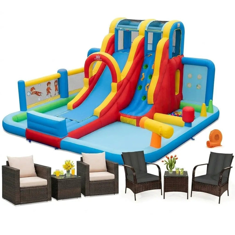 6-Piece Patio Furniture Set with Inflatable Water Slide Park by DirectDeals
