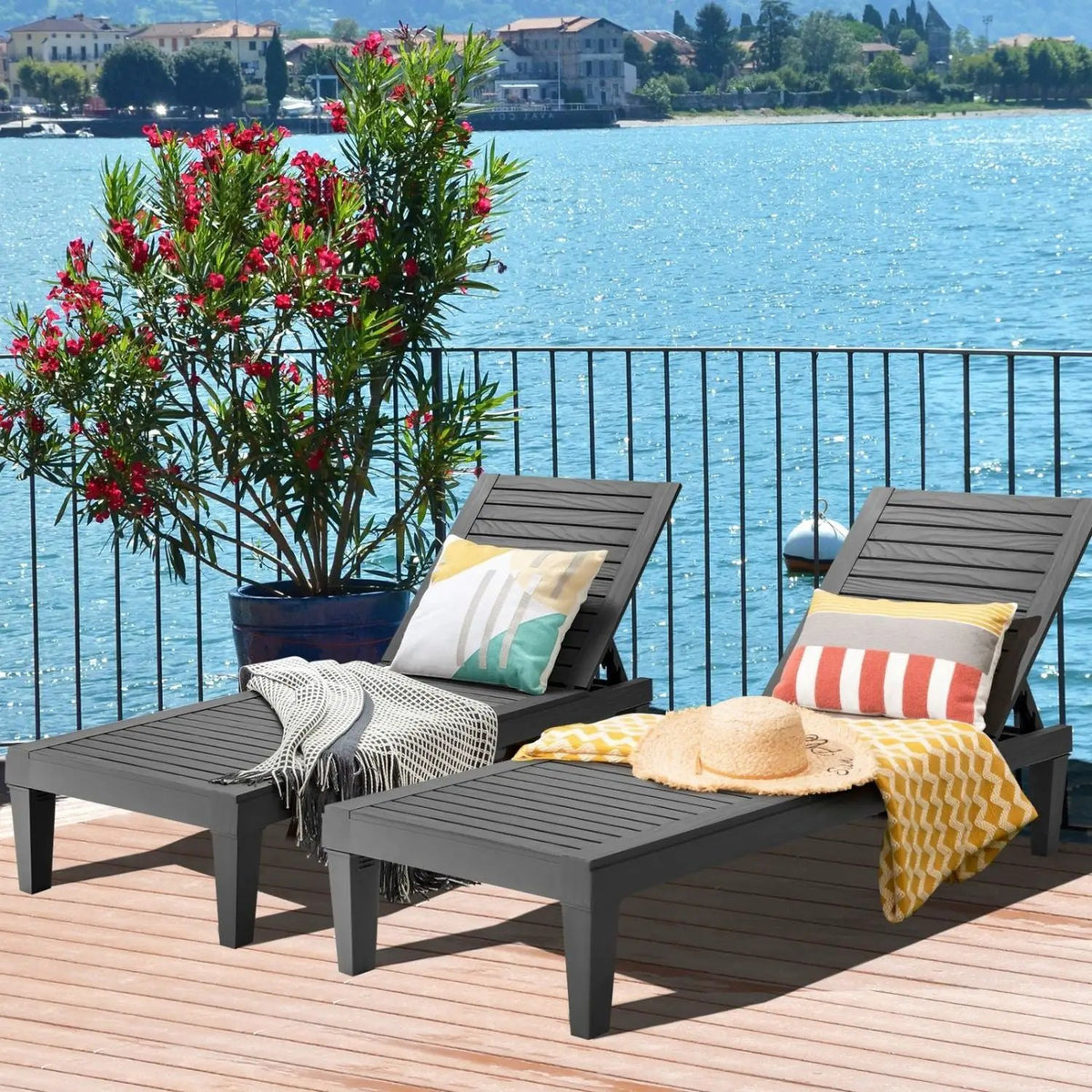 Outdoor Chaise Lounge Chair Set of 2 with 5-Position Backrest, photo 9 of 16