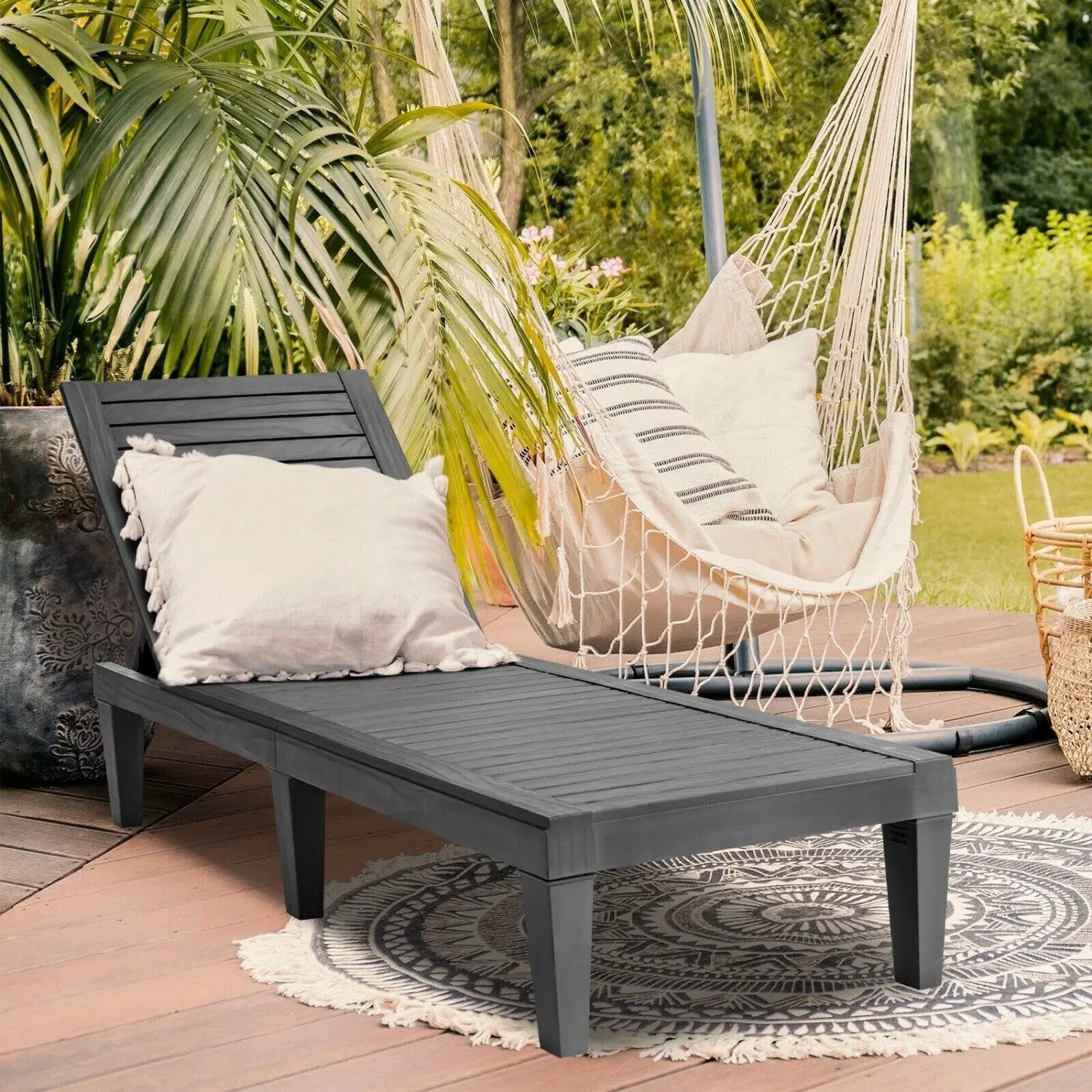 Outdoor Chaise Lounge Chair Set of 2 with 5-Position Backrest by DirectDeals