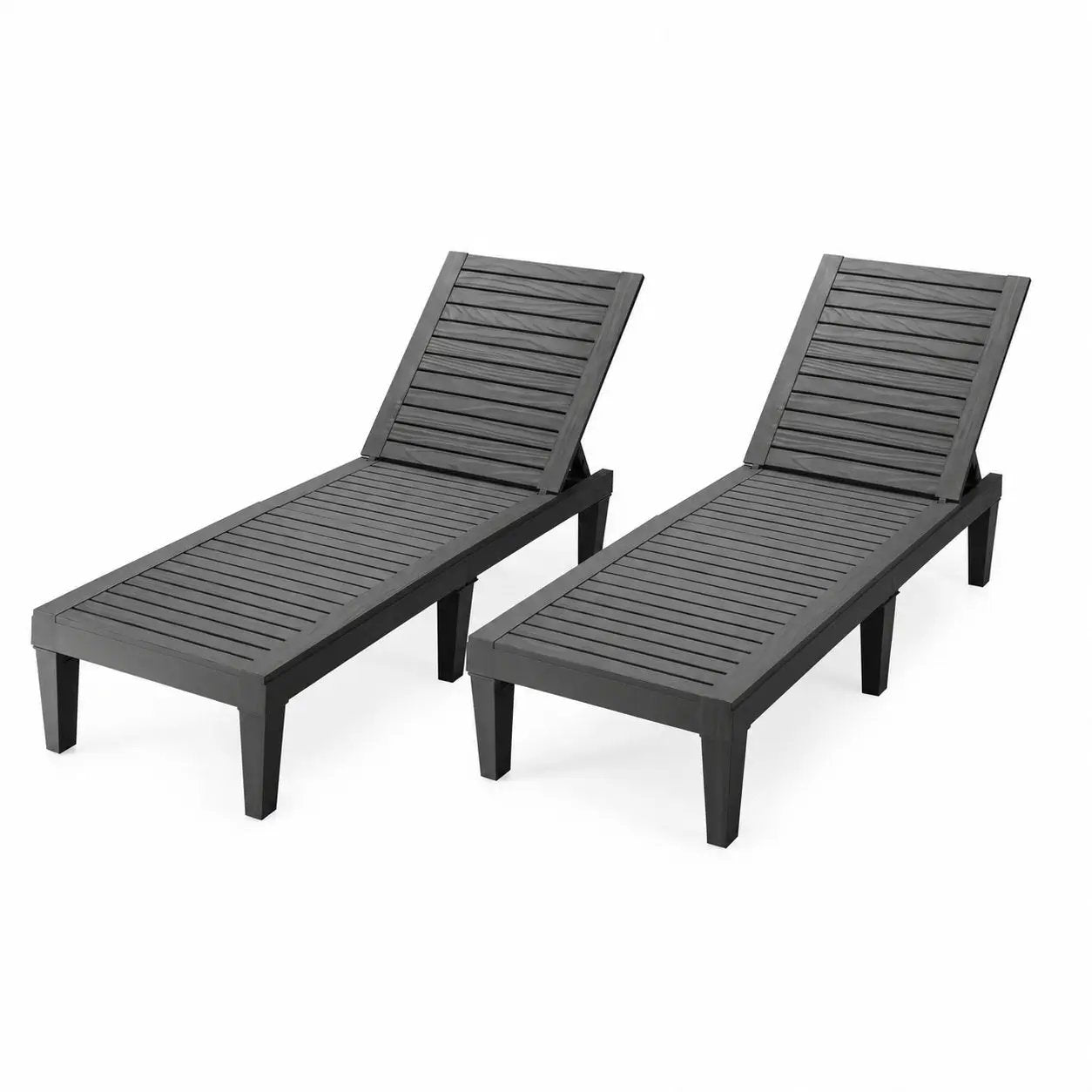 Outdoor Chaise Lounge Chair Set of 2 with 5-Position Backrest by DirectDeals