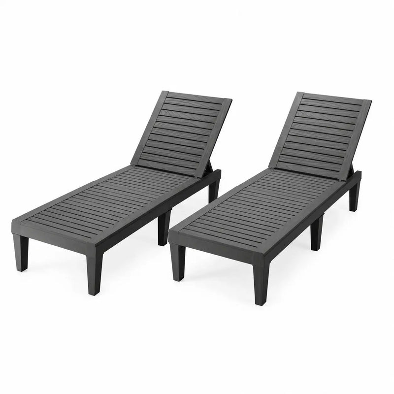 Outdoor Chaise Lounge Chair Set of 2 with 5-Position Backrest by DirectDeals