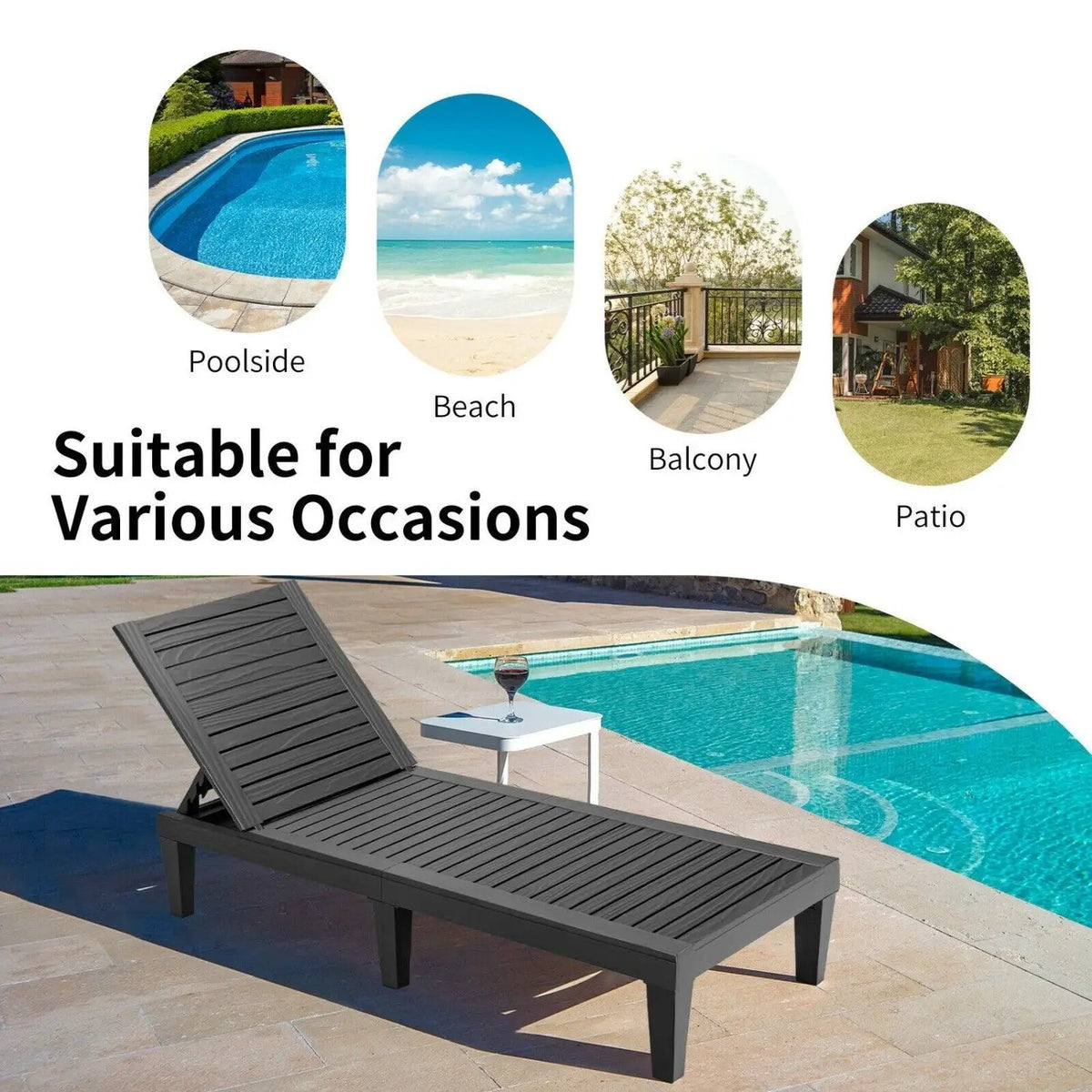 Outdoor Chaise Lounge Chair Set of 2 with 5-Position Backrest, photo 16 of 16