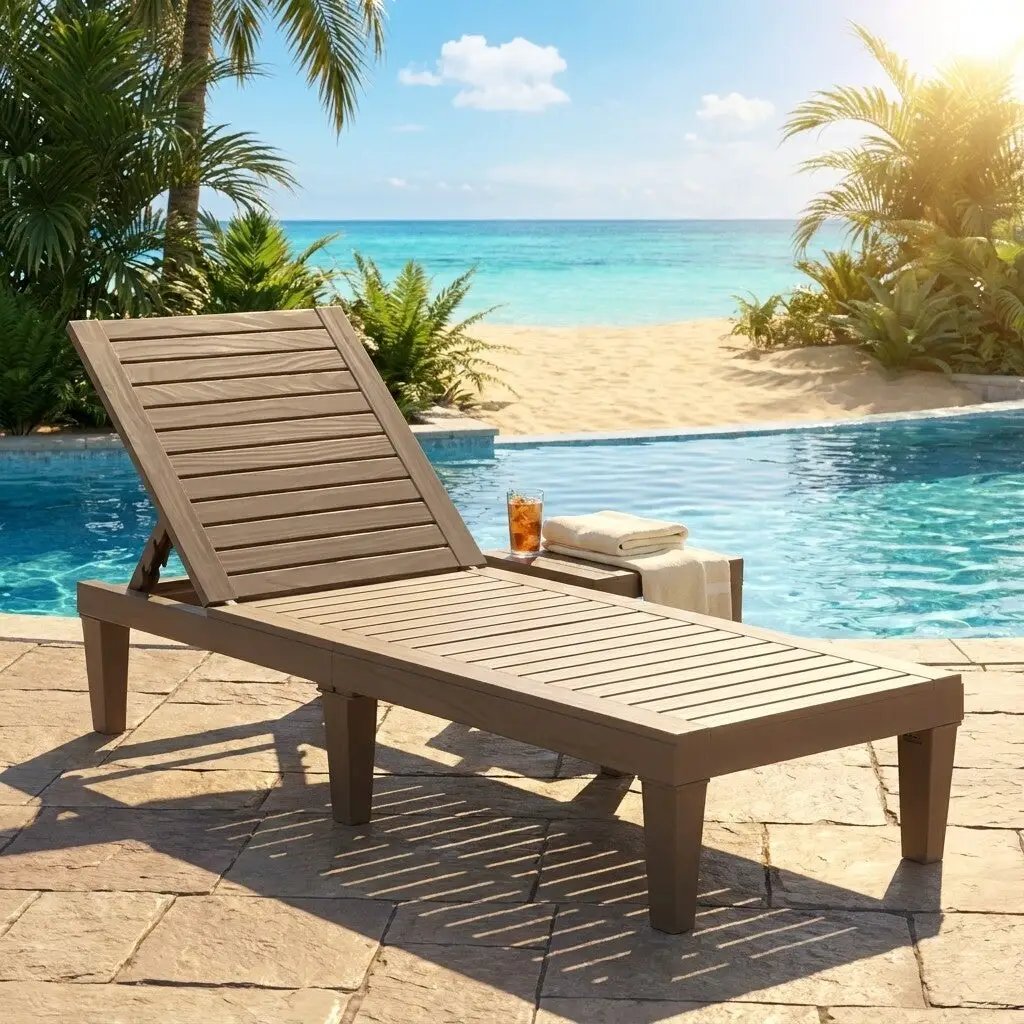 Outdoor Chaise Lounge Chair Set of 2 with 5-Position Backrest by DirectDeals