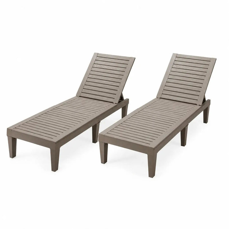 Outdoor Chaise Lounge Chair Set of 2 with 5-Position Backrest by DirectDeals