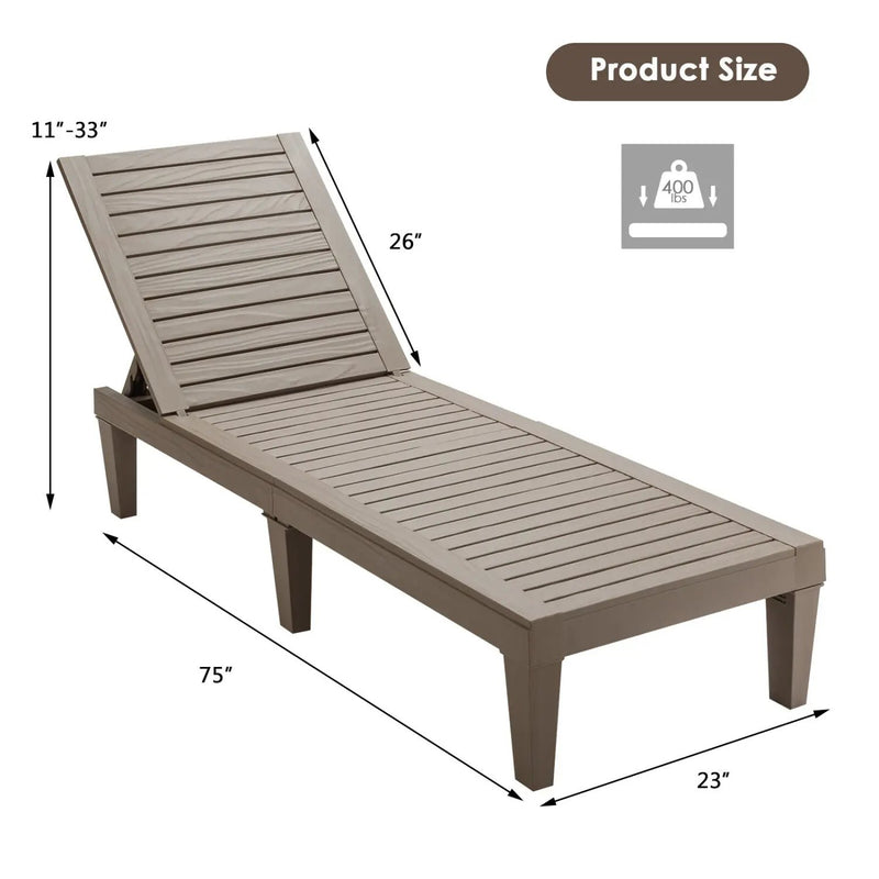 Outdoor Chaise Lounge Chair Set of 2 with 5-Position Backrest by DirectDeals