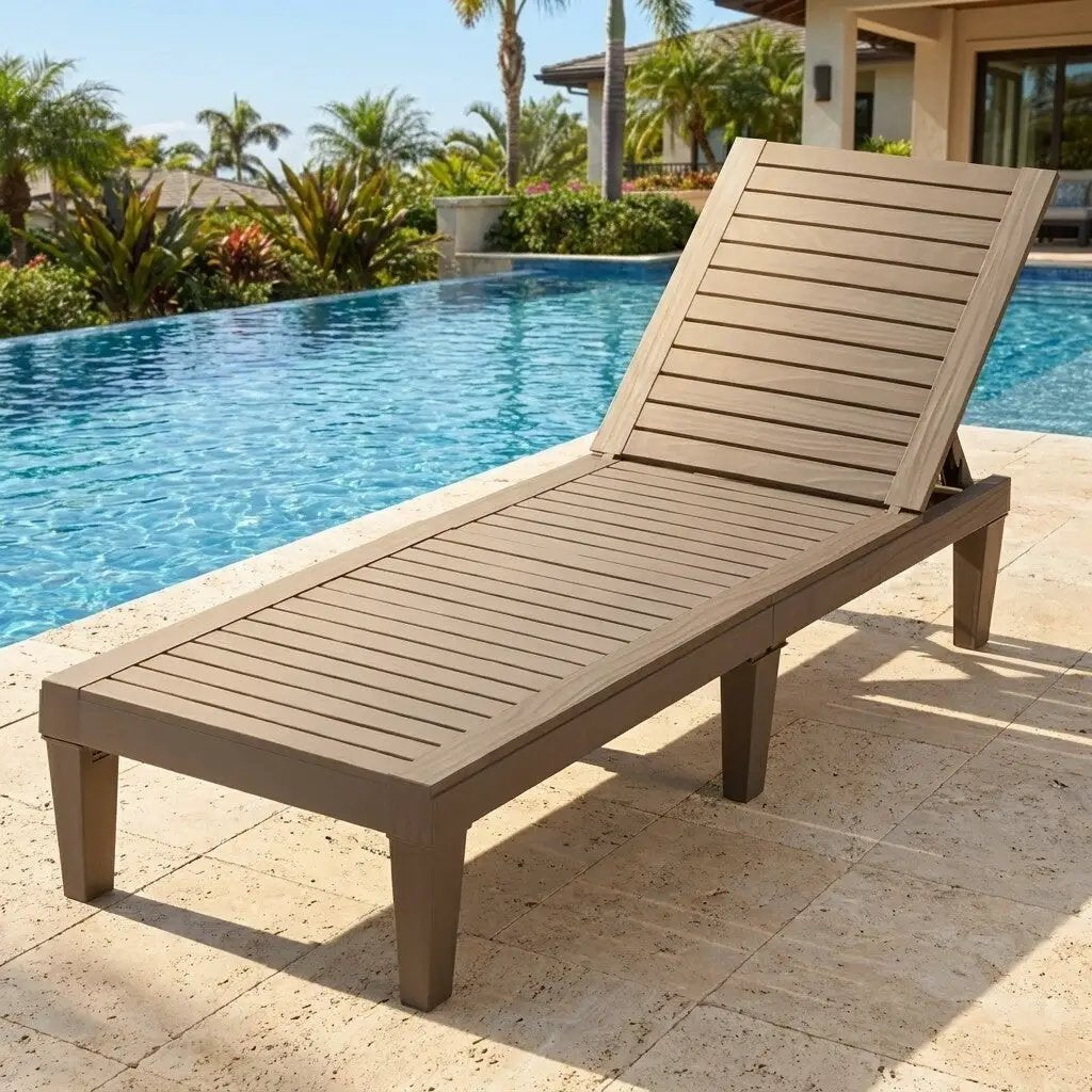 Outdoor Chaise Lounge Chair Set of 2 with 5-Position Backrest by DirectDeals