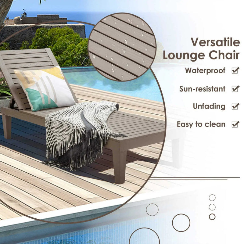 Outdoor Chaise Lounge Chair Set of 2 with 5-Position Backrest by DirectDeals