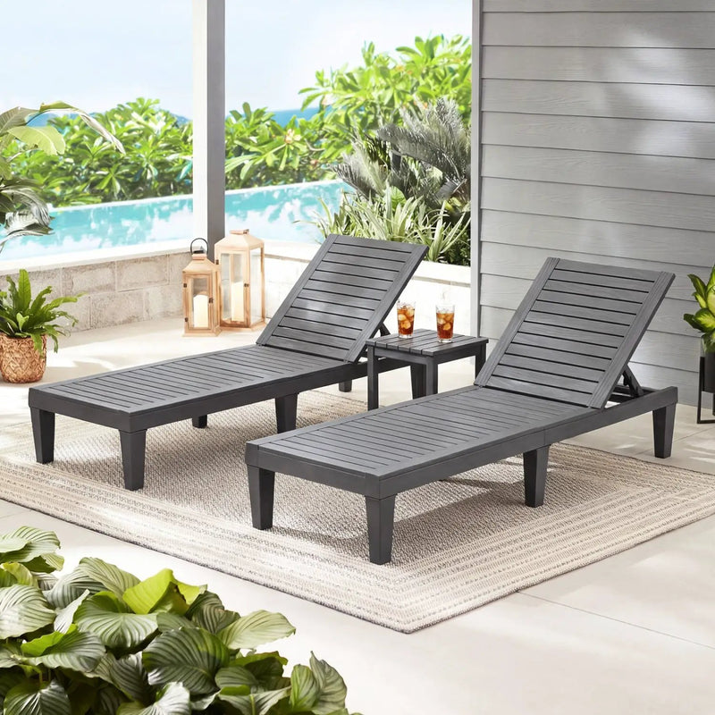 Outdoor Chaise Lounge Chair Set of 2 with 5-Position Backrest by DirectDeals