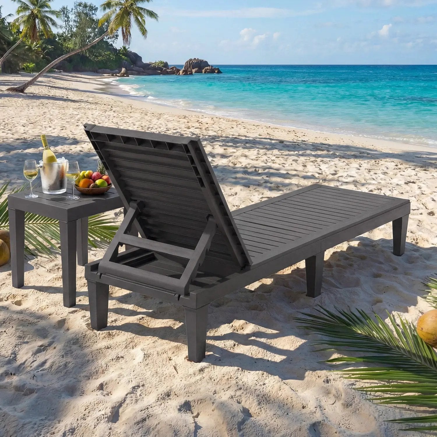Outdoor Chaise Lounge Chair Set of 2 with 5-Position Backrest by DirectDeals