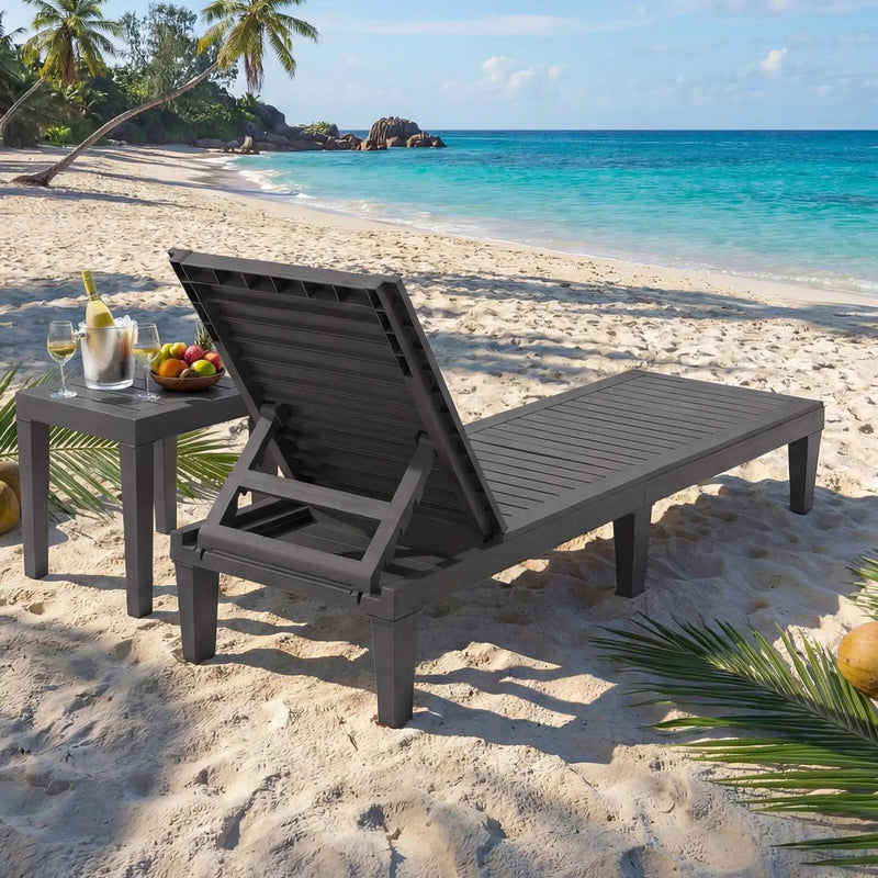 Outdoor Chaise Lounge Chair Set of 2 with 5-Position Backrest by DirectDeals