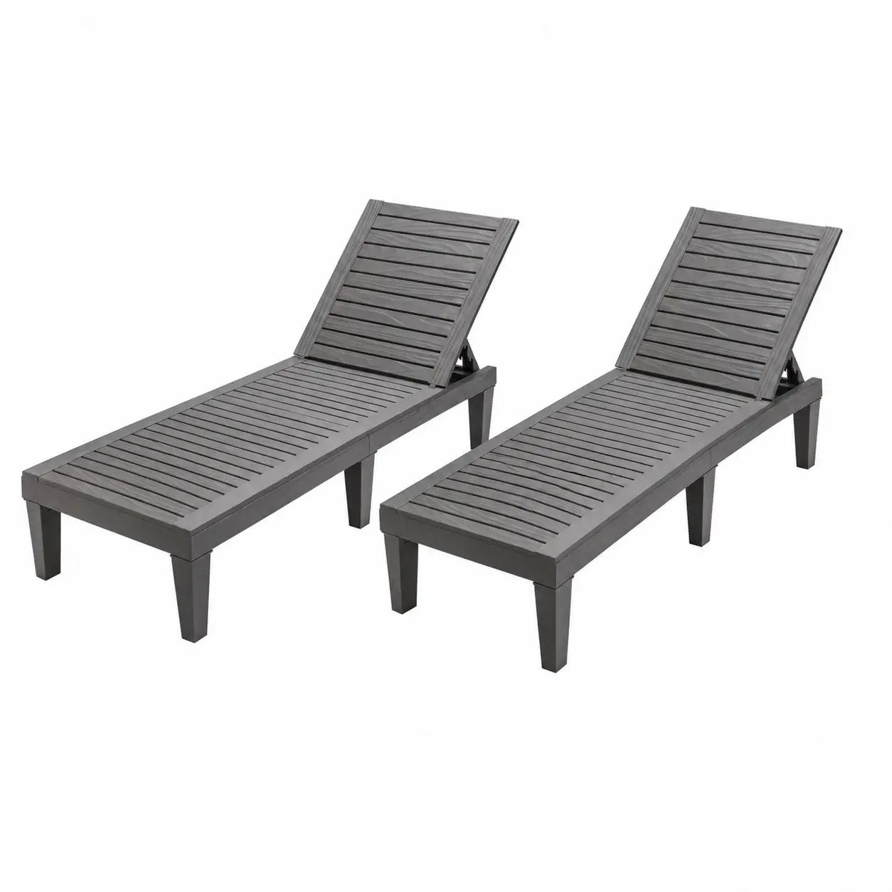 Outdoor Chaise Lounge Chair Set of 2 with 5-Position Backrest by DirectDeals