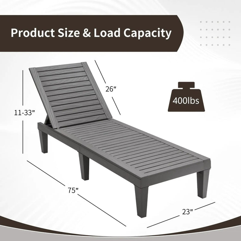 Outdoor Chaise Lounge Chair Set of 2 with 5-Position Backrest by DirectDeals