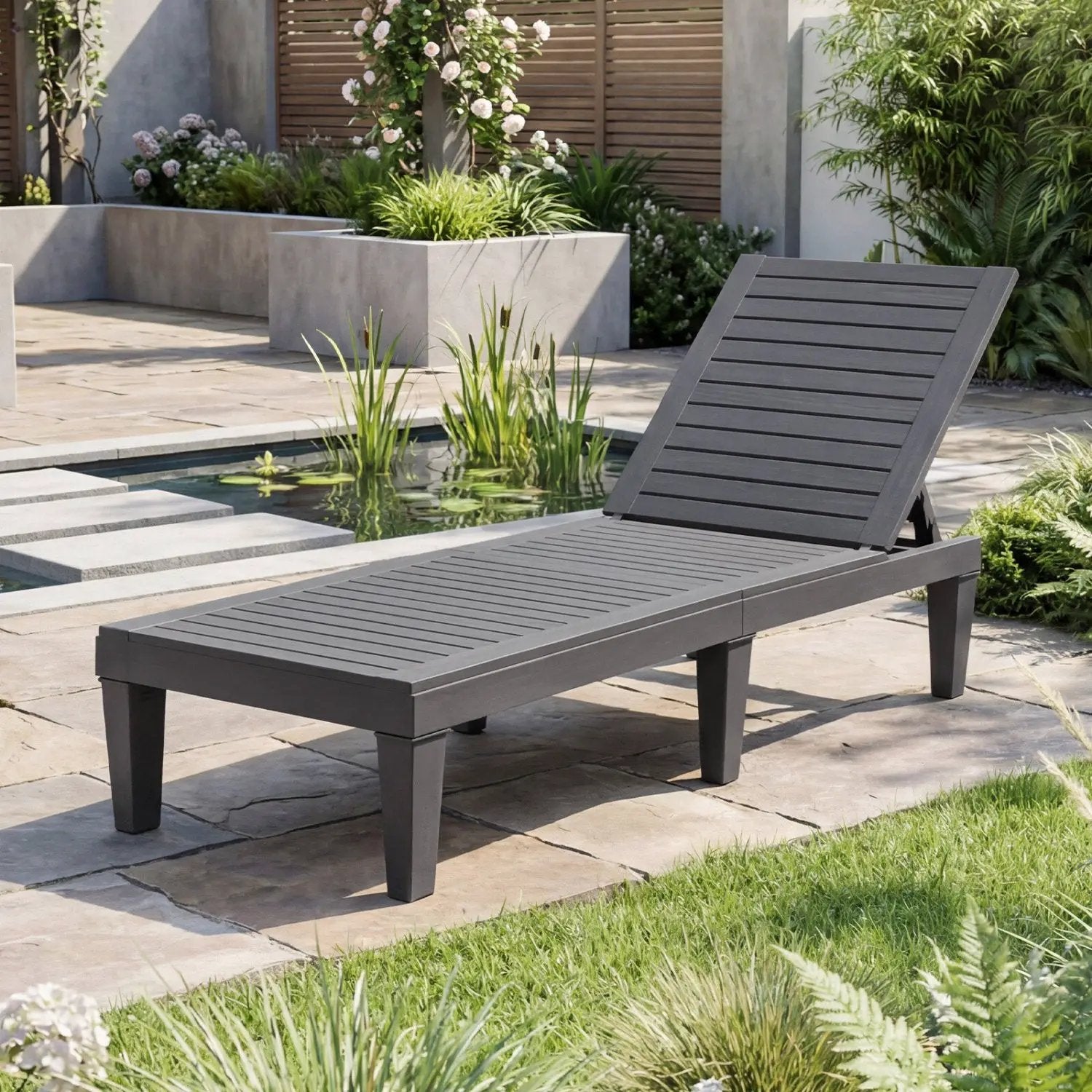 Outdoor Chaise Lounge Chair Set of 2 with 5-Position Backrest by DirectDeals