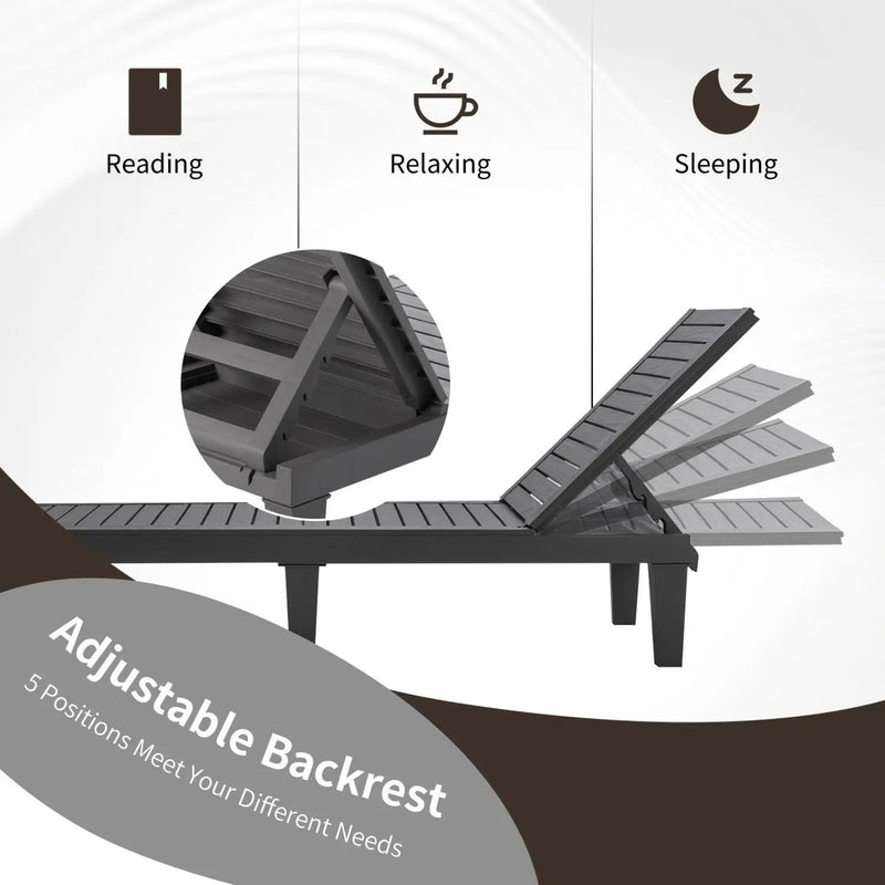 Outdoor Chaise Lounge Chair Set of 2 with 5-Position Backrest by DirectDeals