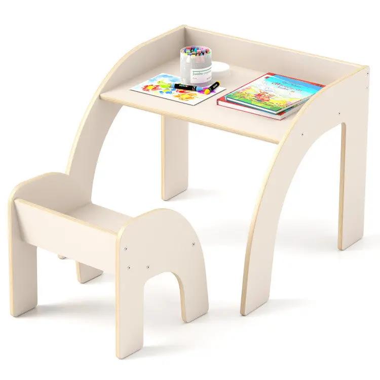 Kids Table and Chair Set with Tree Bookshelf Organizer by DirectDeals
