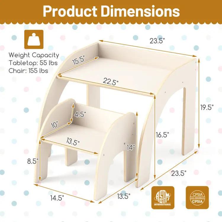 Kids Table and Chair Set with Tree Bookshelf Organizer by DirectDeals