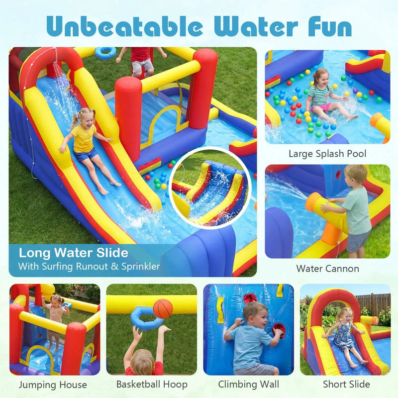 7-in-1 Inflatable Water Slide Bounce House with Dual Slides by DirectDeals