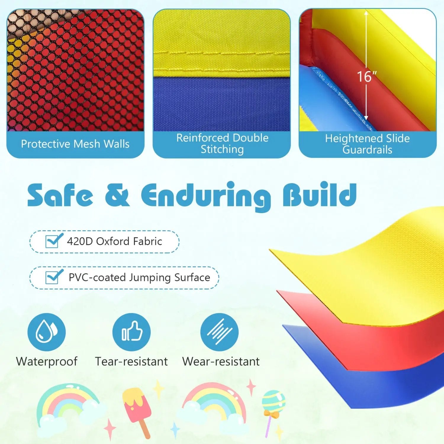 7-in-1 Inflatable Water Slide Bounce House with Dual Slides by DirectDeals