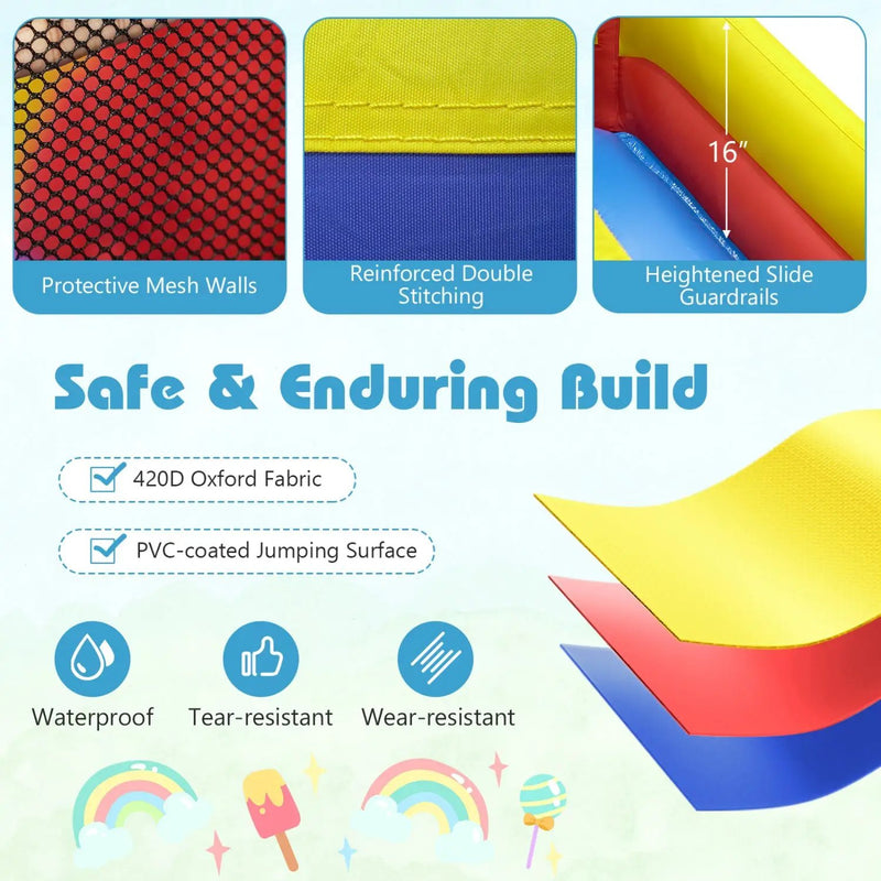 7-in-1 Inflatable Water Slide Bounce House with Dual Slides by DirectDeals
