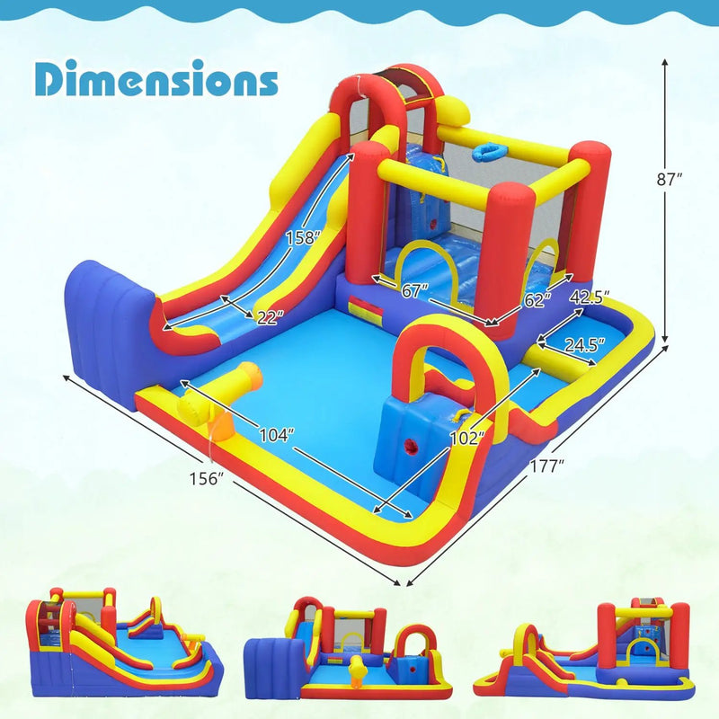 7-in-1 Inflatable Water Slide Bounce House with Dual Slides by DirectDeals