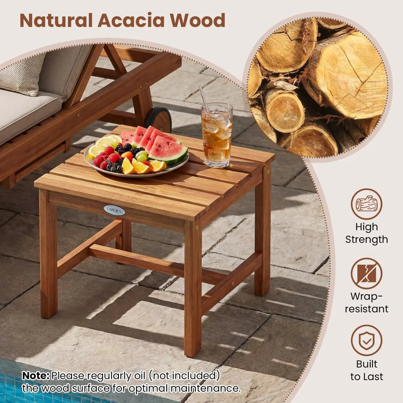 Adirondack Chair Set of 2 with Side Table - Acacia Wood by DirectDeals