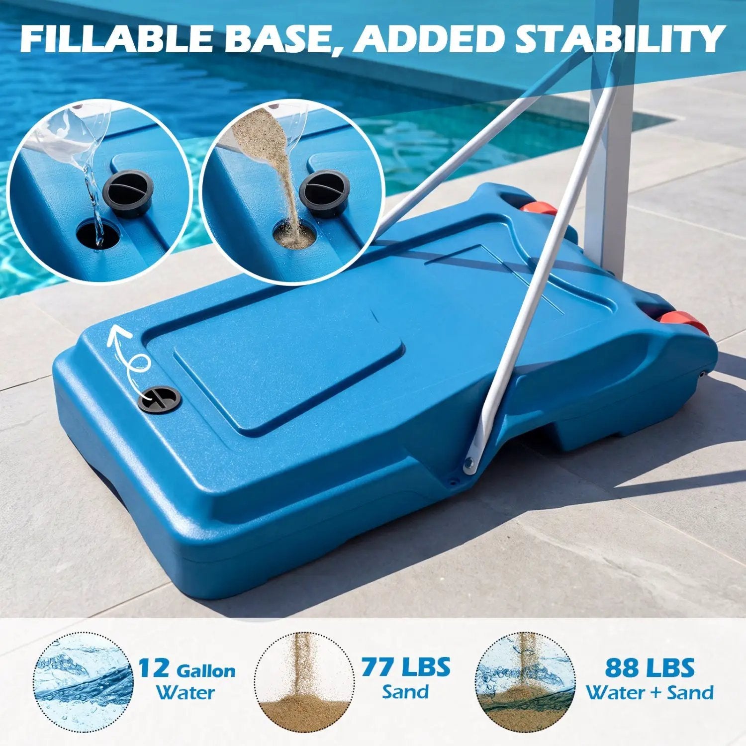 Adjustable Pool Basketball Hoop with Shatterproof Backboard by DirectDeals
