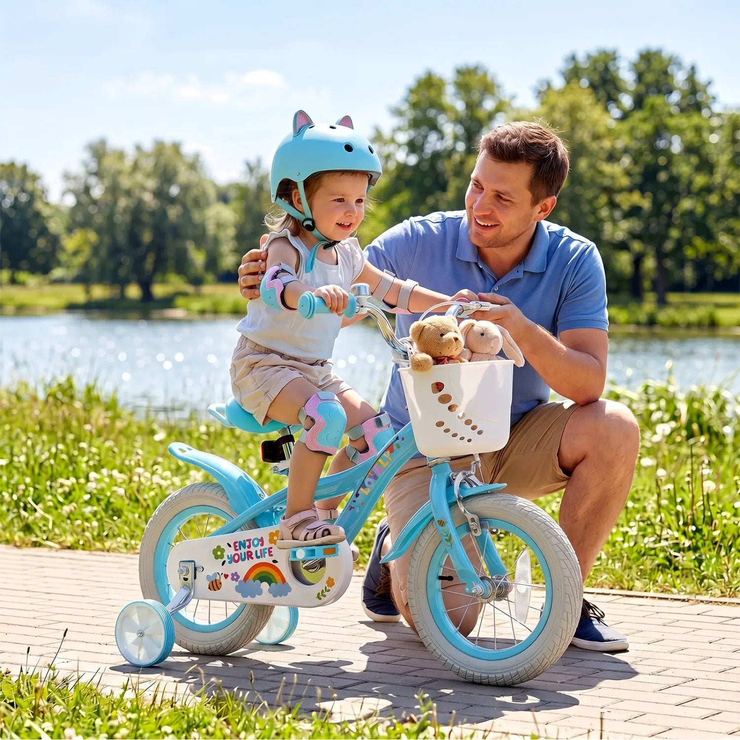 Girls Bike 12-18 Inch with Training Wheels and Basket by DirectDeals