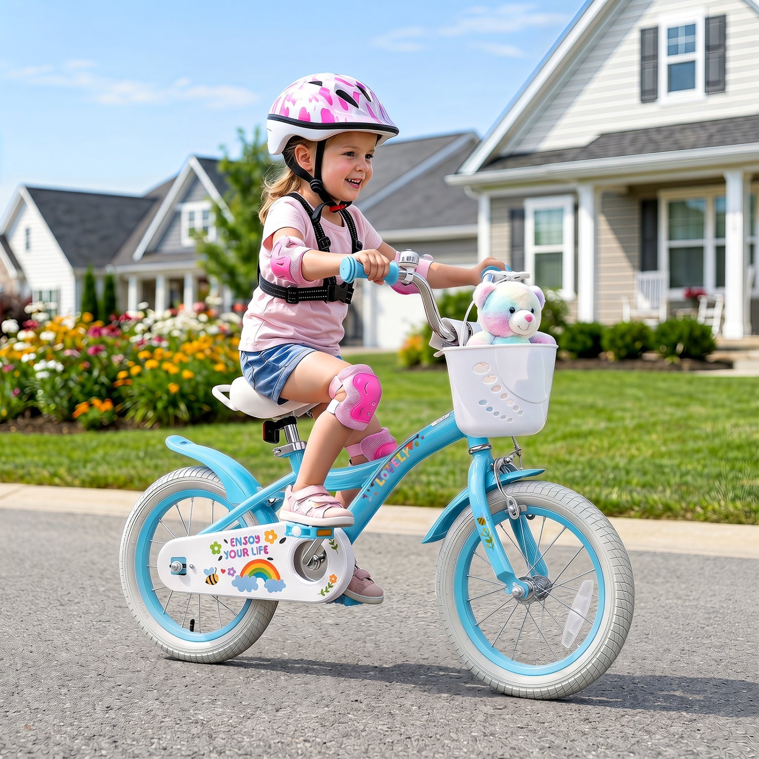 Girls Bike 12-18 Inch with Training Wheels and Basket by DirectDeals