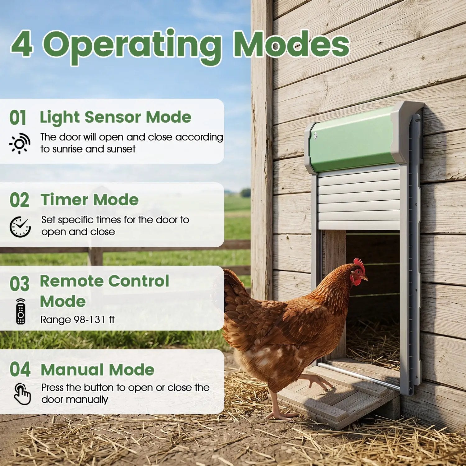 Automatic Chicken Coop Door with Remote Control & Light Sensor by DirectDeals