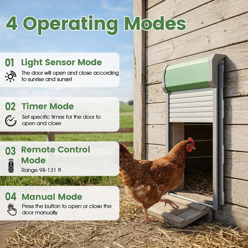 Automatic Chicken Coop Door with Remote Control & Light Sensor by DirectDeals