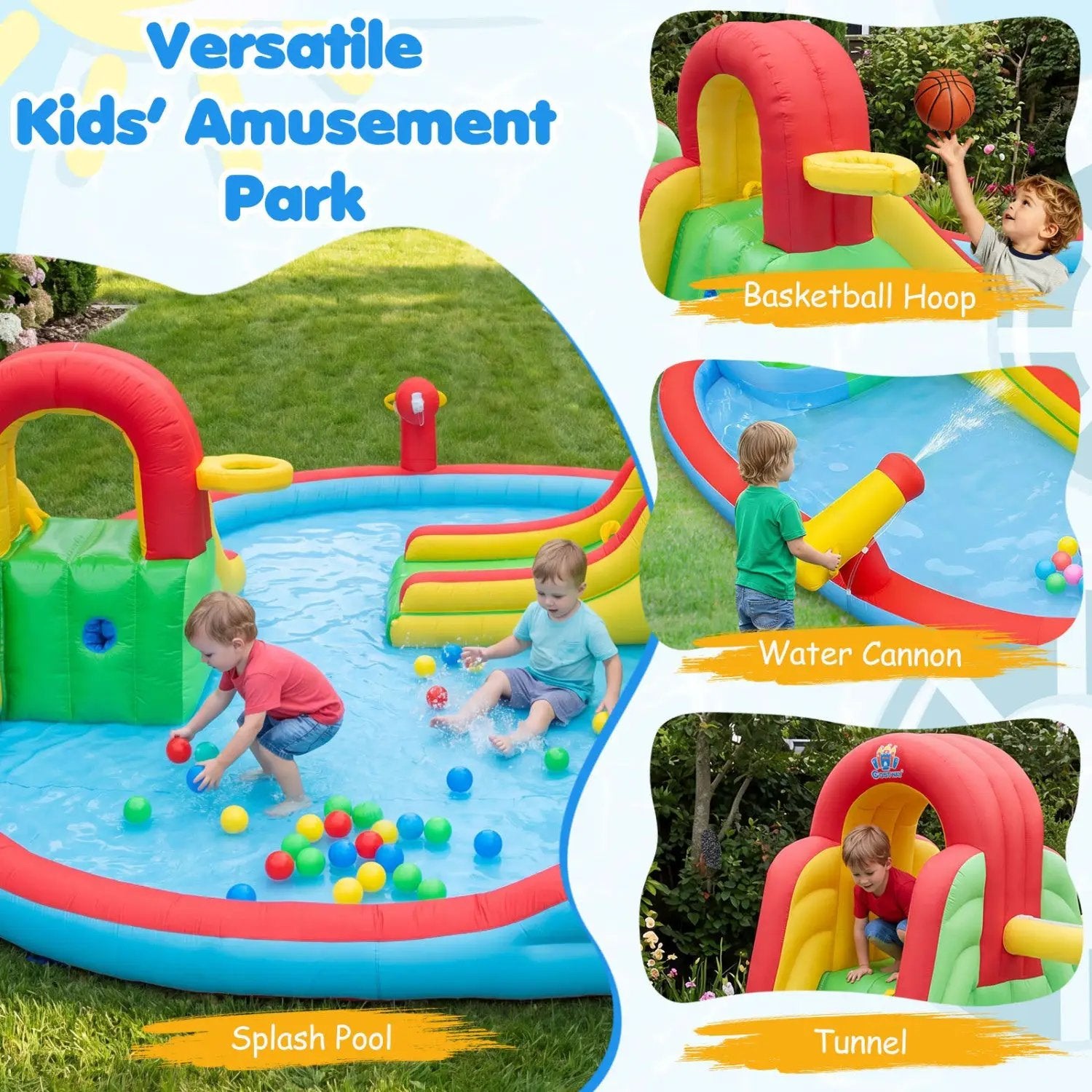 Inflatable Water Park with 3 Slides and Splash Pool by DirectDeals