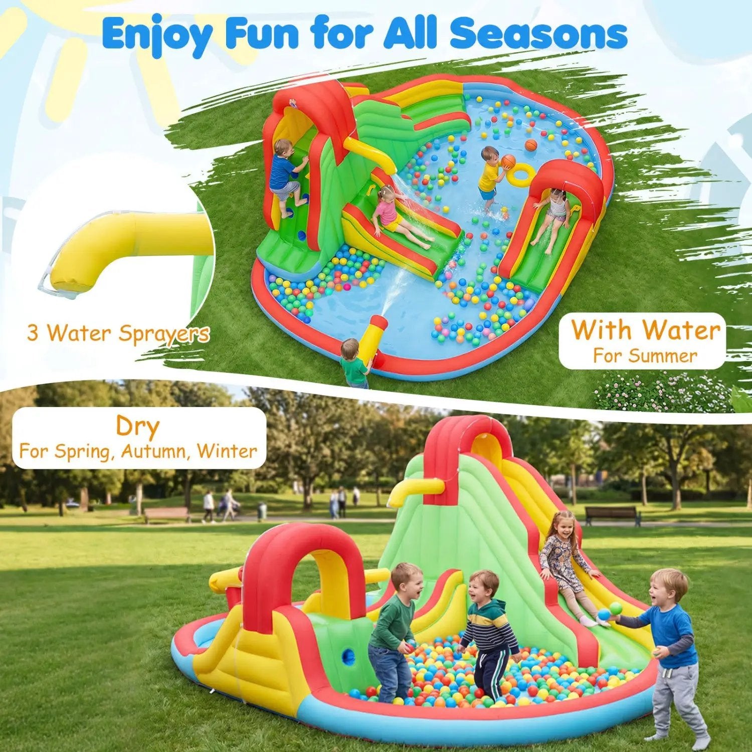 Inflatable Water Park with 3 Slides and Splash Pool by DirectDeals