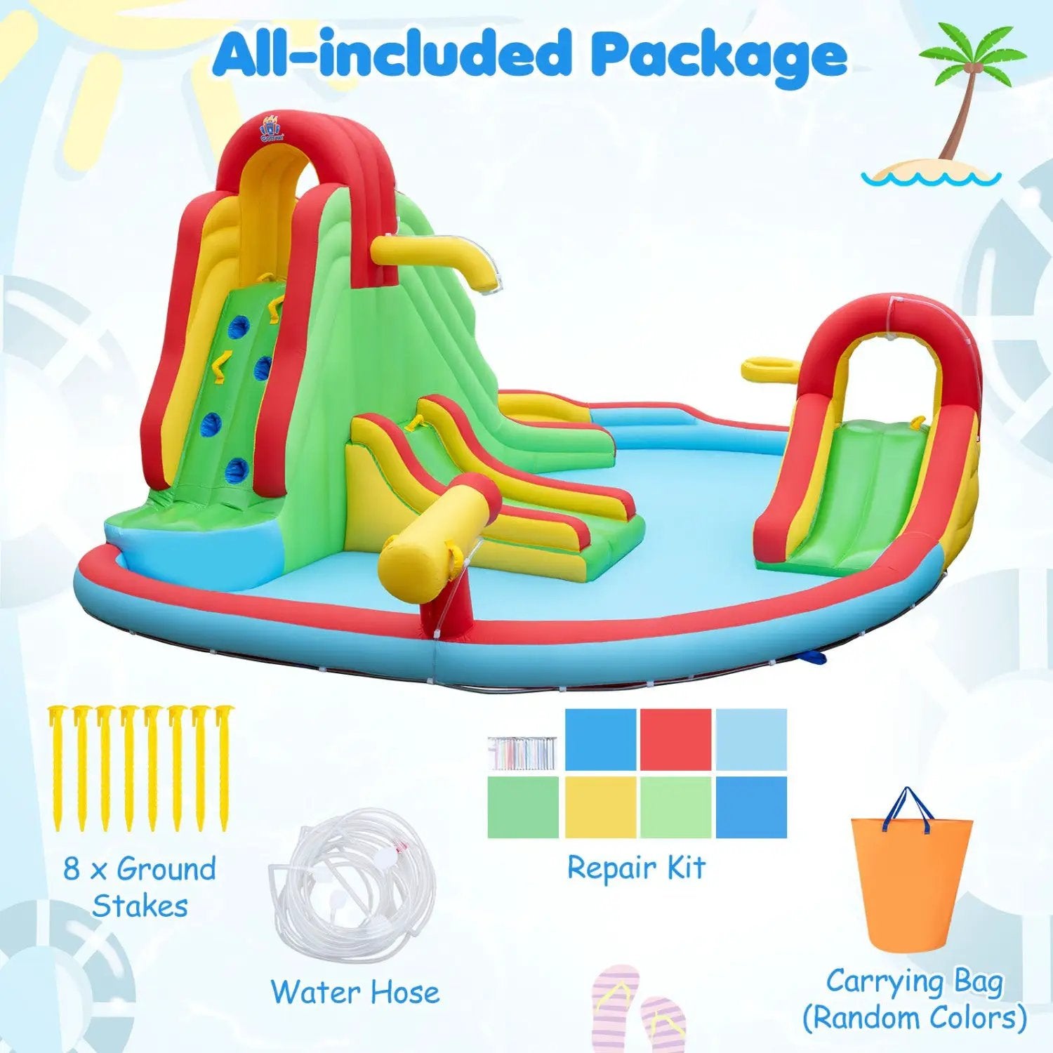 Inflatable Water Park with 3 Slides and Splash Pool by DirectDeals