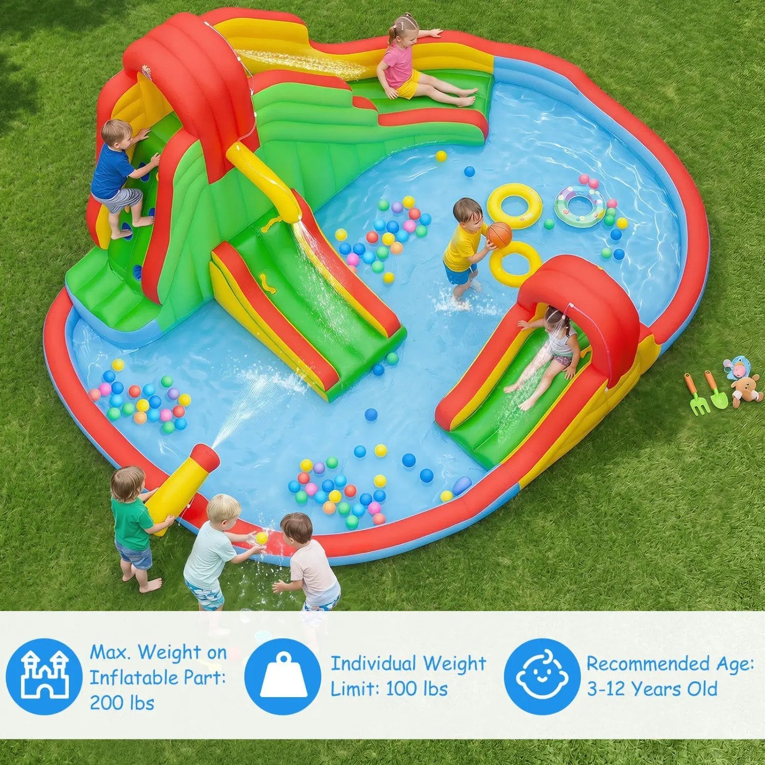 Inflatable Water Park with 3 Slides and Splash Pool by DirectDeals