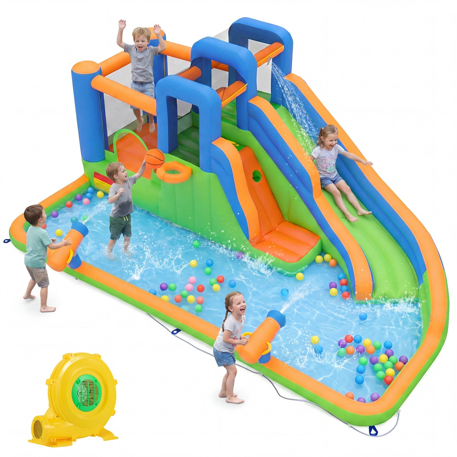 Inflatable Water Slide Park with 780W Blower and Splash Pool by DirectDeals