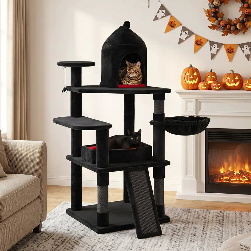 50-Inch Gothic Multi-Level Cat Tree with Castle House by DirectDeals