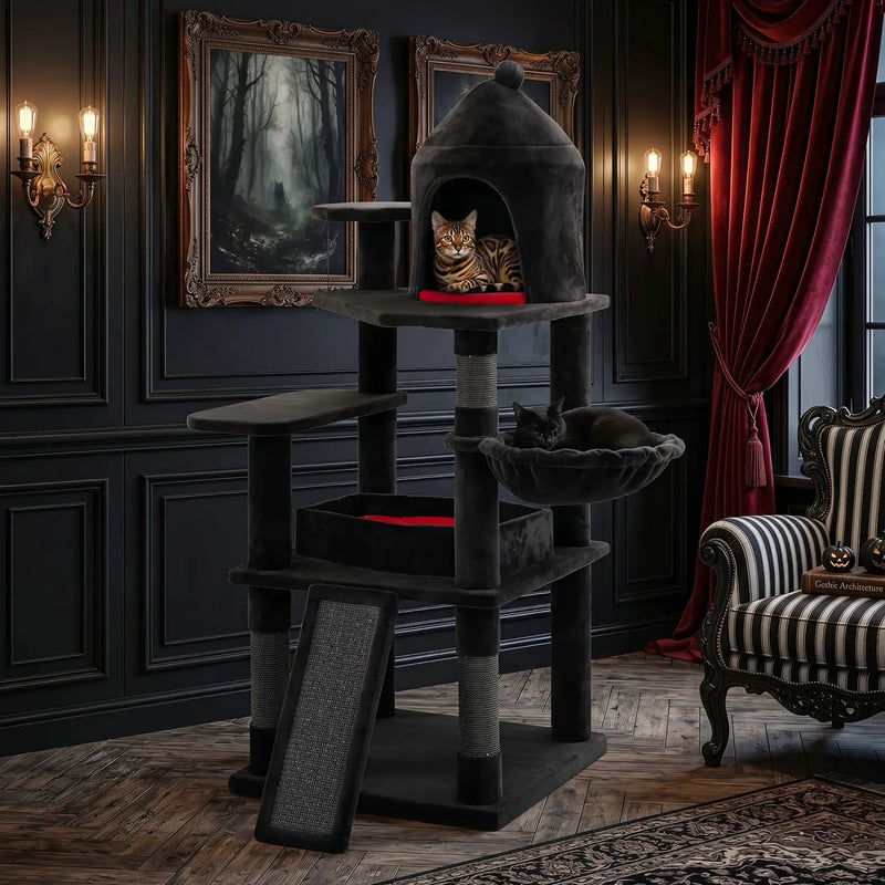 50-Inch Gothic Multi-Level Cat Tree with Castle House by DirectDeals