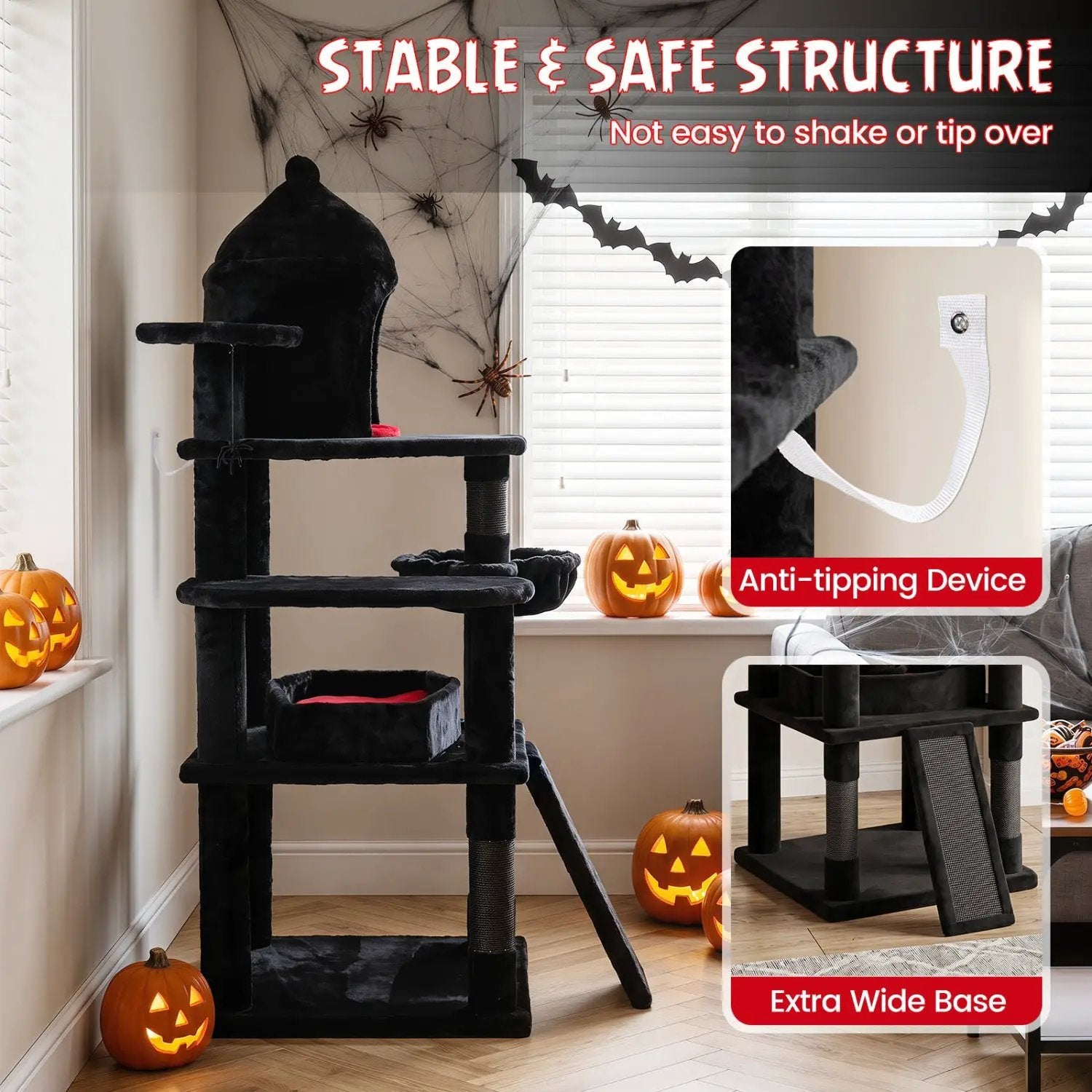 50-Inch Gothic Multi-Level Cat Tree with Castle House by DirectDeals
