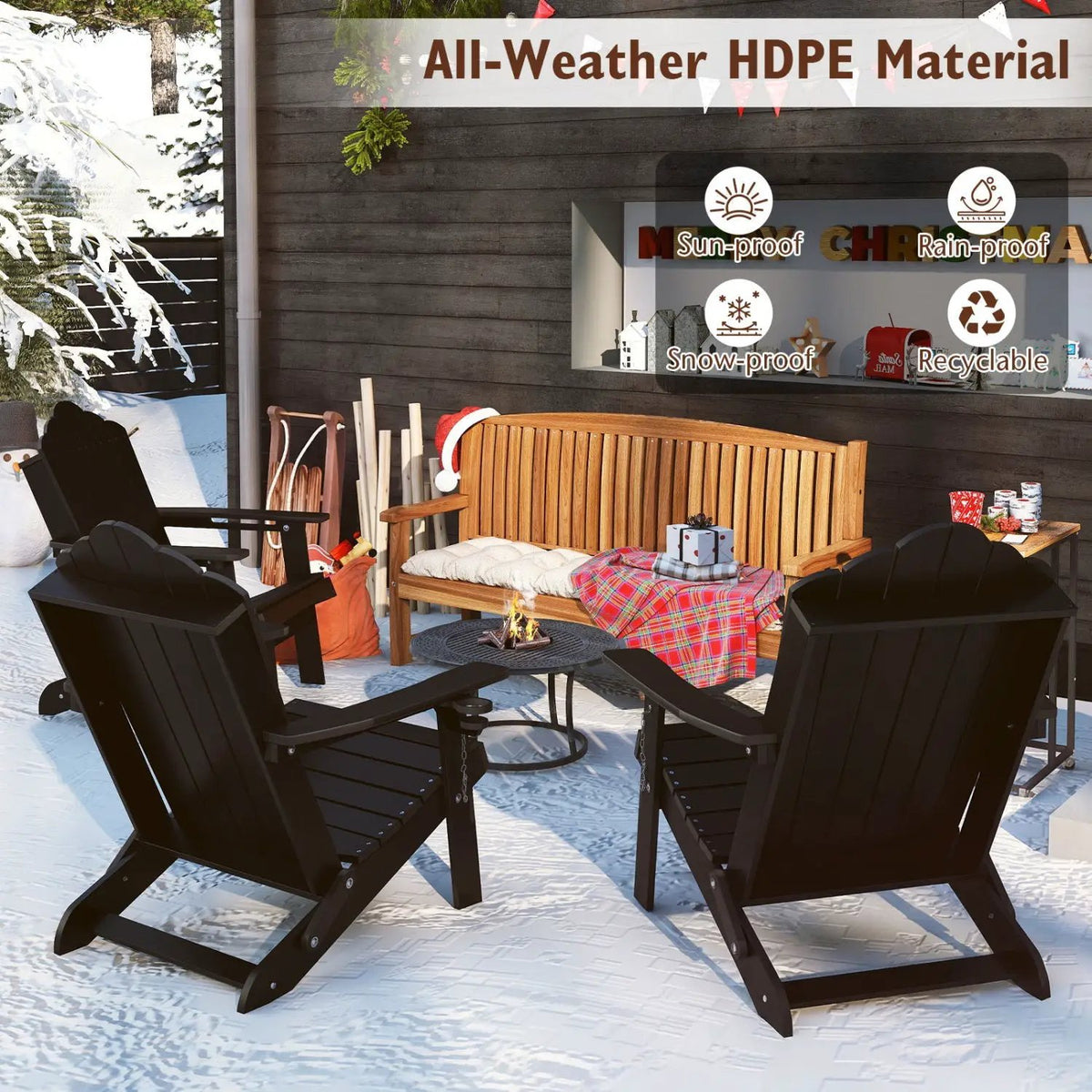 Folding Adirondack Chair with High Backrest - HDPE Weather Resistant, photo 4 of 21