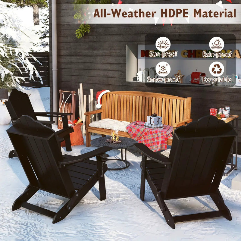Folding Adirondack Chair with High Backrest - HDPE Weather Resistant by DirectDeals