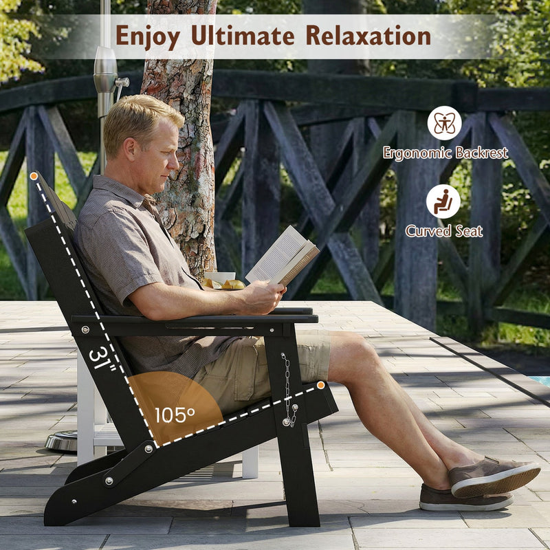 Folding Adirondack Chair with High Backrest - HDPE Weather Resistant by DirectDeals