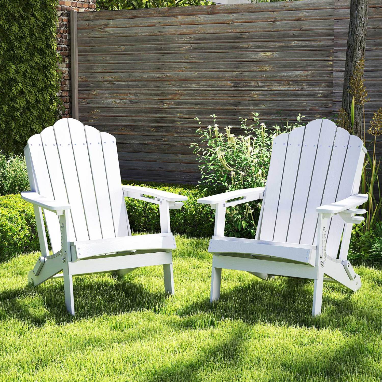 Folding Adirondack Chair with High Backrest - HDPE Weather Resistant by DirectDeals