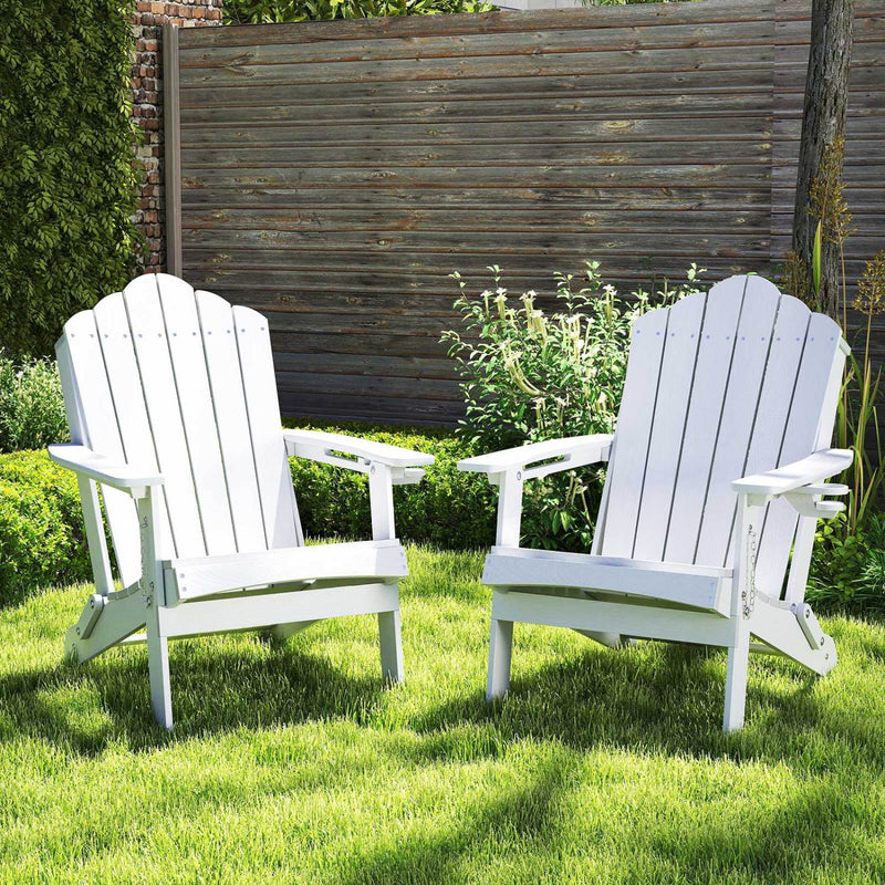 Folding Adirondack Chair with High Backrest - HDPE Weather Resistant by DirectDeals