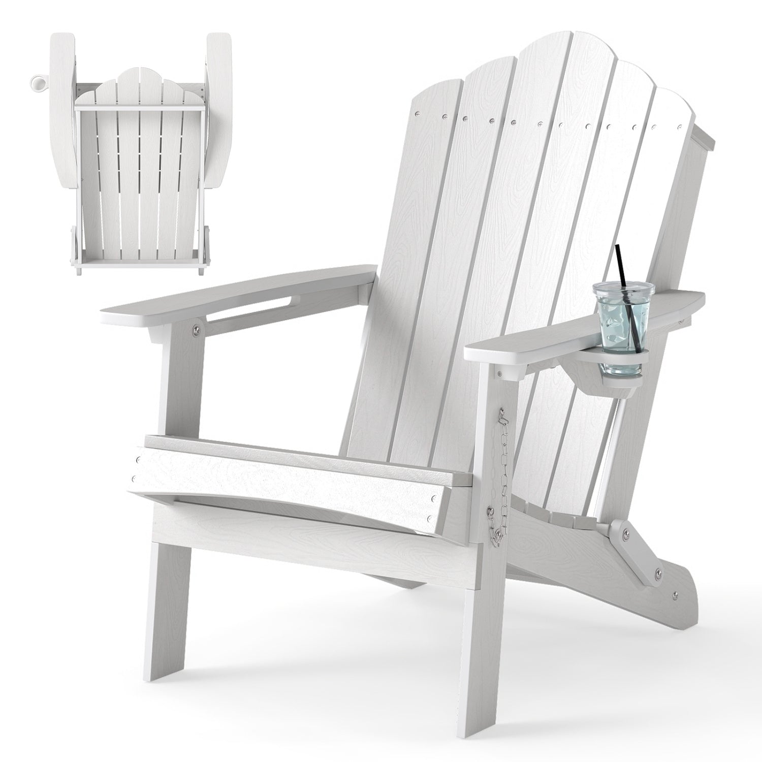 Folding Adirondack Chair with High Backrest - HDPE Weather Resistant by DirectDeals